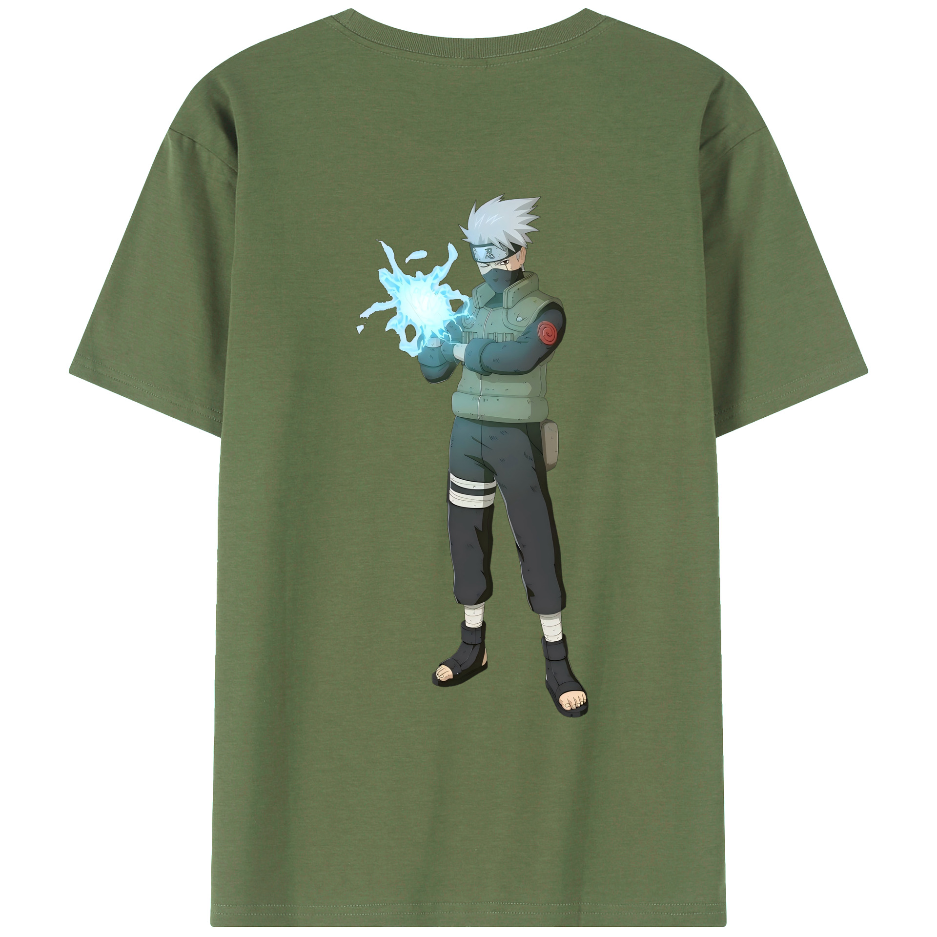 （画像用） NARUTO -ナルト- はたけ カカシ Hatake Kakashi 綿100％ メンズ半袖Tシャツ（バックプリント） 通気性